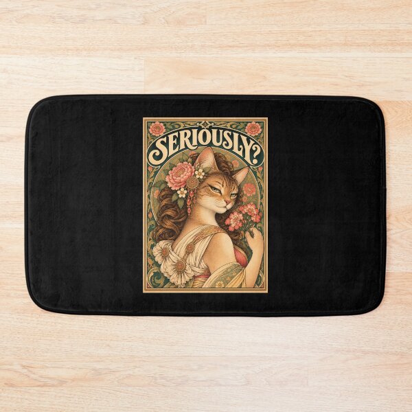 Item preview, Seriously Judgmental Cat Art Nouveau Poster designed and sold by ValentinaHramov.