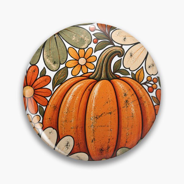 Item preview, Retro Pumpkin Floral Autumn Harvest designed and sold by VGAfanatic.