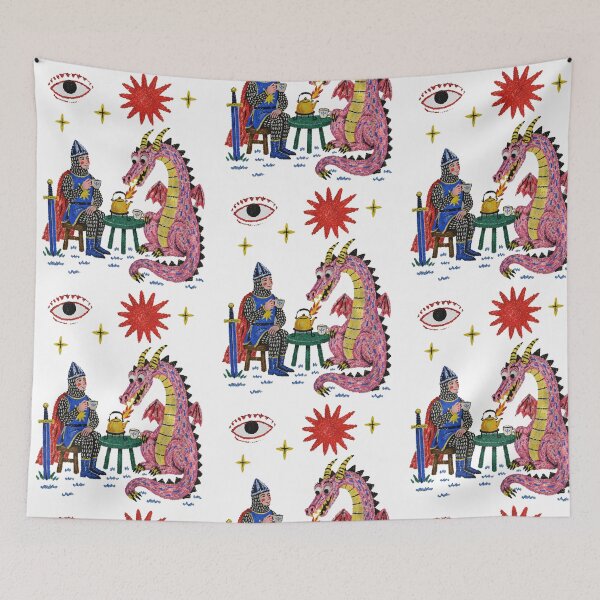 Item preview, Red Dragon Tea Party with Knight Fantasy designed and sold by RDGNR.