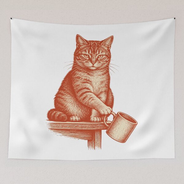 Item preview, Cat Pushing Mug Off The Table Print designed and sold by The Mellonaire.