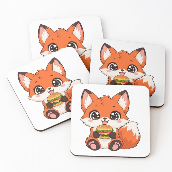 Aperçu de l'œuvre Renard kawaii mignon avec un hamburger créée et vendue par Eternalski.