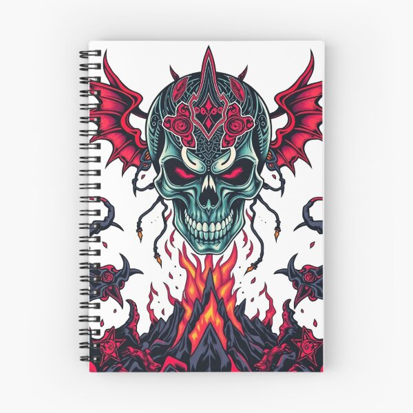 Item preview, Demonic Flaming Evil Heavy Metal Skull Graphic design illustration designed and sold by Vintage Designs +.