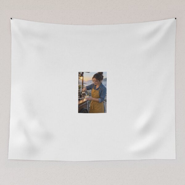 Item preview, Barista with stitches on apron pouring milk designed and sold by CathryneDelamort.