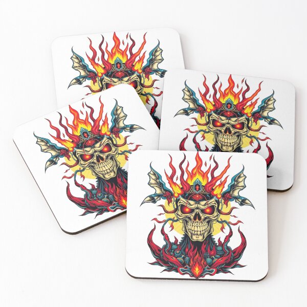 Item preview, Demonic Flaming Evil Heavy Metal Skull Graphic design illustration designed and sold by Vintage Designs +.