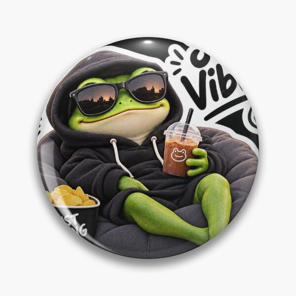 Item preview, Chill Frog Just Vibing Sticker designed and sold by ArtCrushWorks.