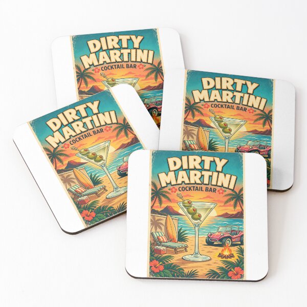 Item preview, Dirty Martini – Retro Beach Cocktail Poster designed and sold by FairDinkumThreads.