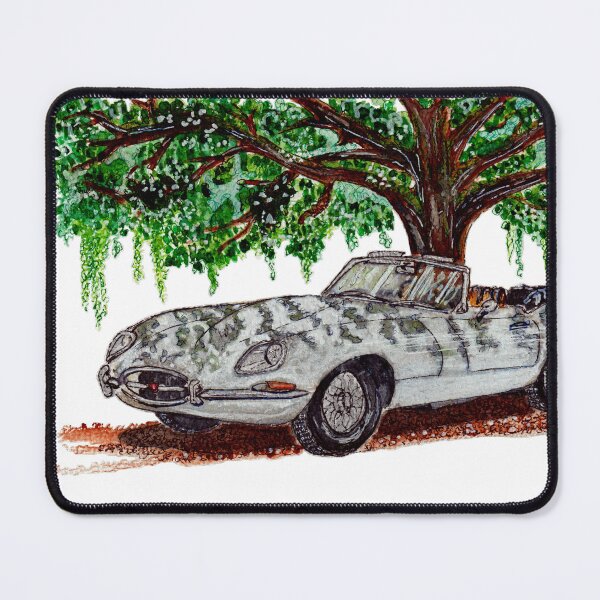 Item preview, Vintage Jaguar E-Type Under Tree Watercolor designed and sold by DesseindImages.