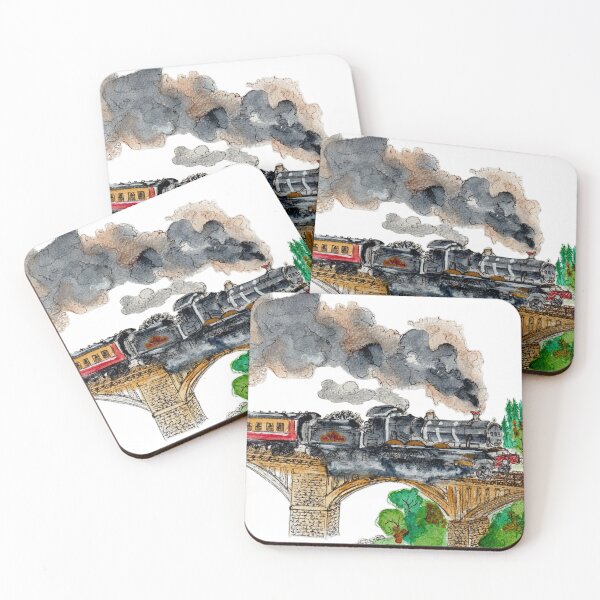 Item preview, Old Fashioned Steam Train Locomotive Watercolor designed and sold by DesseindImages.