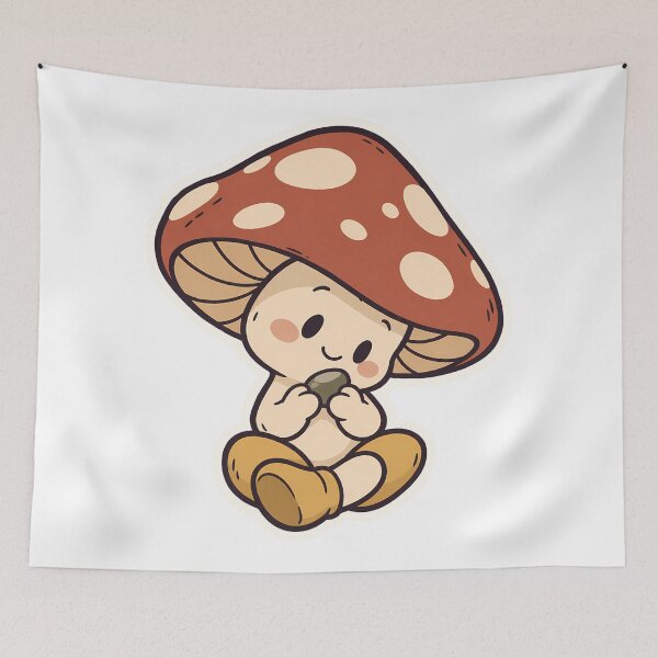Aperçu de l'œuvre Un adorable lutin champignon adore les cailloux brillants Goblincore créée et vendue par OuqCreations.
