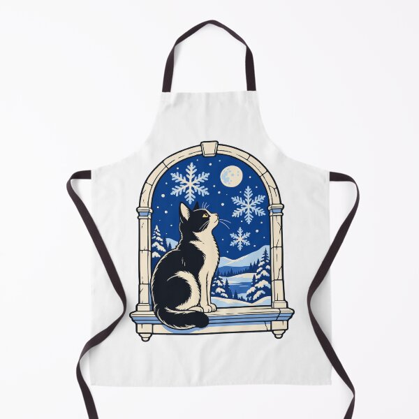 Item preview, Blue Snow Window Cat - Quiet Winter designed and sold by CozyMigo.