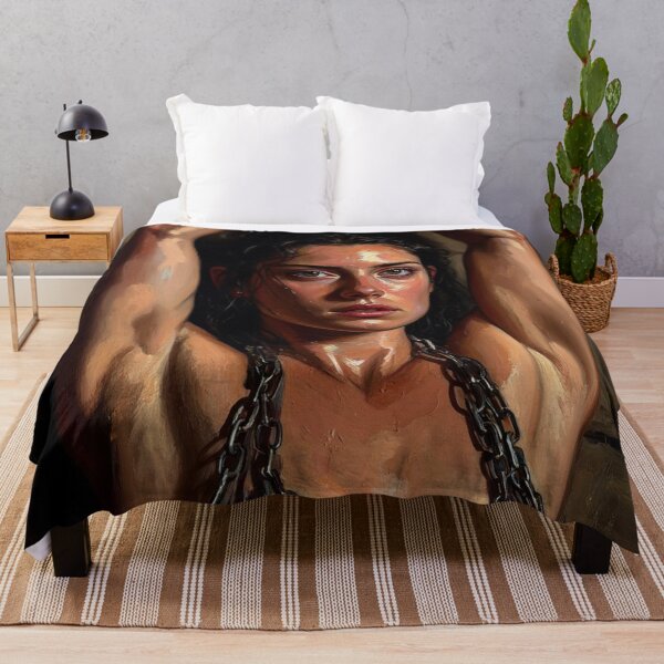 Aperçu de l'œuvre Femme dans un cachot, les bras enchaînés au-dessus de la tête, peinture expressionniste vintage créée et vendue par Vintage Designs +.