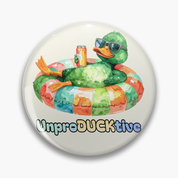 Item preview, Unproductive, happy green duck in a swim ring with soda designed and sold by LiskoDesign.