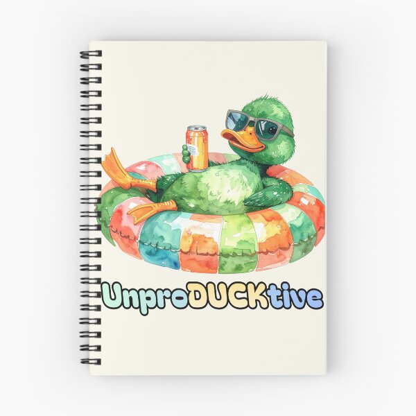 Item preview, Unproductive, happy green duck in a swim ring with soda designed and sold by LiskoDesign.