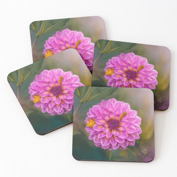 Item preview, Pink Dahlia Flower with Dew Drops designed and sold by Roamgrain Photos.