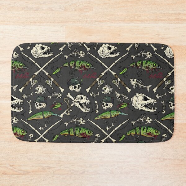 Item preview, Gothic Skeleton Fishing Pattern Seamless Dark Humor Angler designed and sold by ThirdShiftLab.