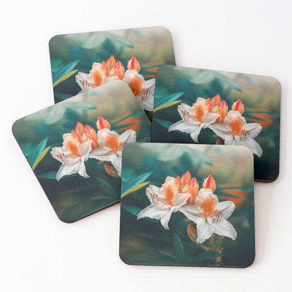 Item preview, White Azalea Flowers with Orange Centers designed and sold by Roamgrain Photos.
