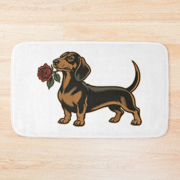 Item preview, Dachshund With Rose Traditional Tattoo designed and sold by The Mellonaire.