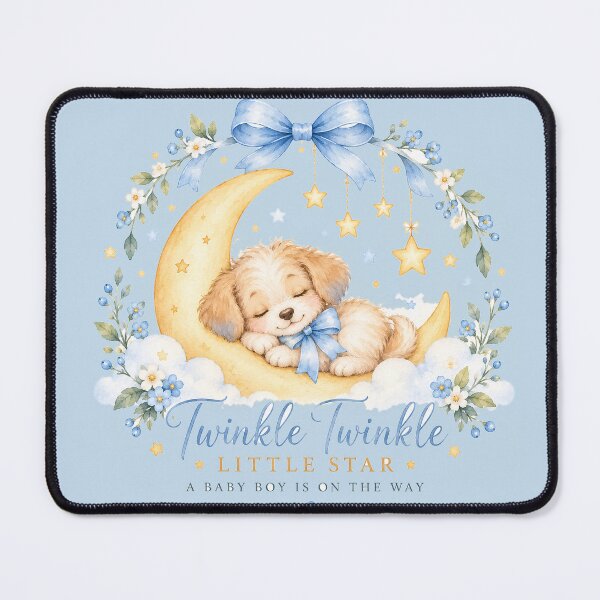 Item preview, Twinkle Twinkle Little Star Puppy – Baby Boy Shower Watercolor Moon & Stars designed and sold by MarCapez.