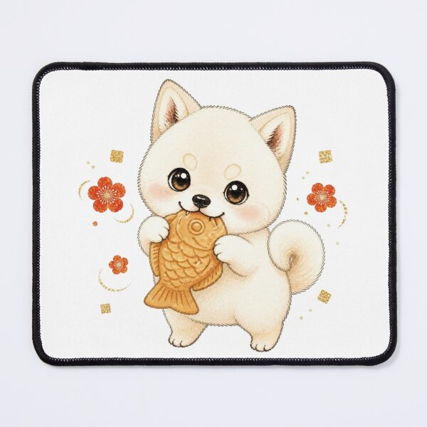 Item preview, Cream Shiba Inu Eating Taiyaki designed and sold by Kawaii Matcha Studio.