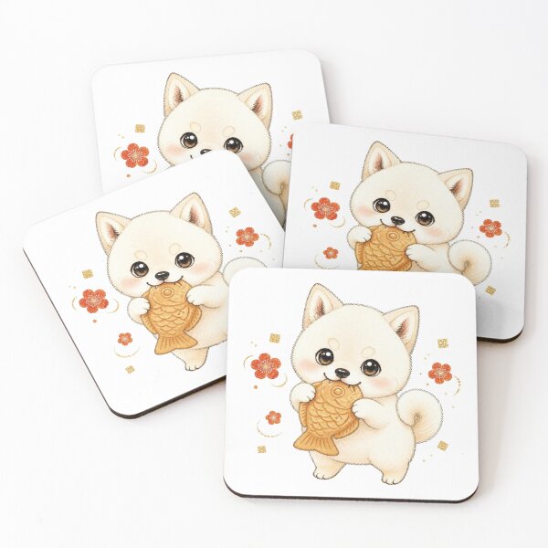 Item preview, Cream Shiba Inu Eating Taiyaki designed and sold by Kawaii Matcha Studio.