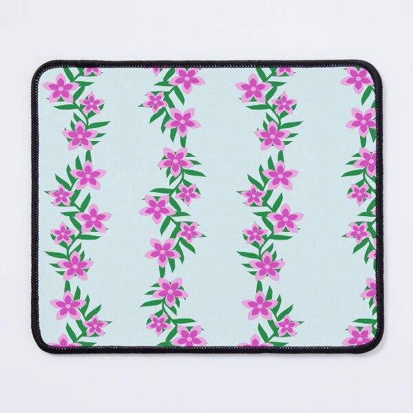 Item preview, Pink Tropical Floral Garland Stripe Seamless Pattern on Pastel Blue Background designed and sold by Ei-Ei.