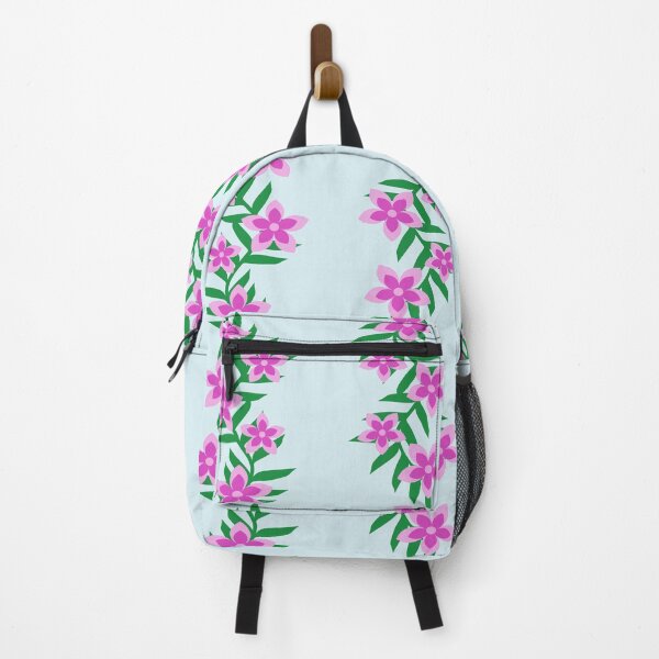 Item preview, Pink Tropical Floral Garland Stripe Seamless Pattern on Pastel Blue Background designed and sold by Ei-Ei.