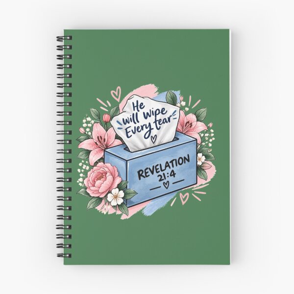 Item preview, He Will Wipe Every Tear Revelation 214 Christian Bible Verse Tissue Box Illustration designed and sold by EatPrayLive.