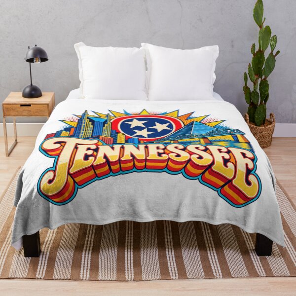 Aperçu de l'œuvre Tennessee Retro Pop Art Travel Poster | Vintage State Flag Skyline Graphic créée et vendue par UrbanStatic.
