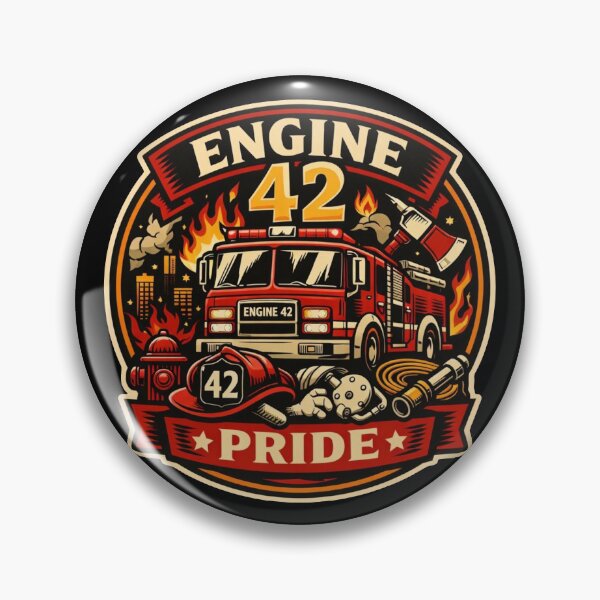 Item preview, Engine 42 Pride Firefighter Badge – Vintage Rescue Truck Sticker   designed and sold by Timeless Junction.