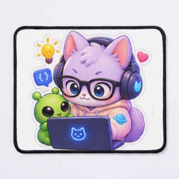 Item preview, Cute Programmer Cat with laptop designed and sold by Code&PlayCo..