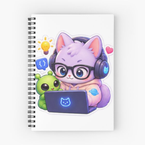 Item preview, Cute Programmer Cat with laptop designed and sold by Code&PlayCo..
