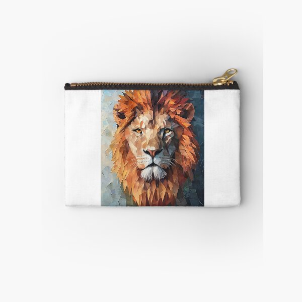 Item preview, Abstract Lion Design with Diamond Elements - Geometric Wildlife Art designed and sold by Francis2020.