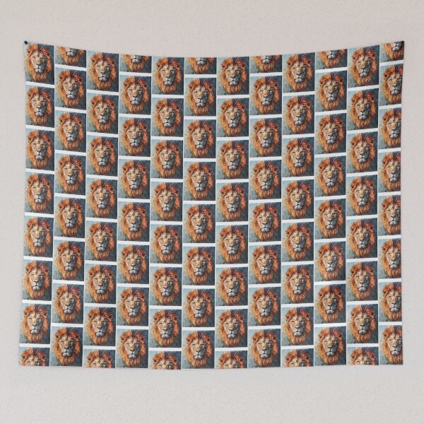 Item preview, Abstract Lion Design with Diamond Elements - Geometric Wildlife Art designed and sold by Francis2020.
