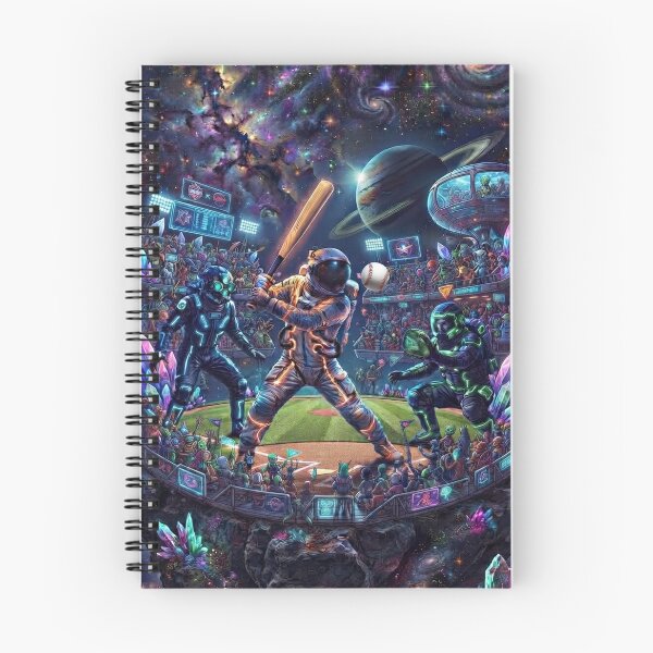 Item preview, Cosmic Baseball Match in Outer Space | Pop Surrealism Space Art designed and sold by Rain-Road.