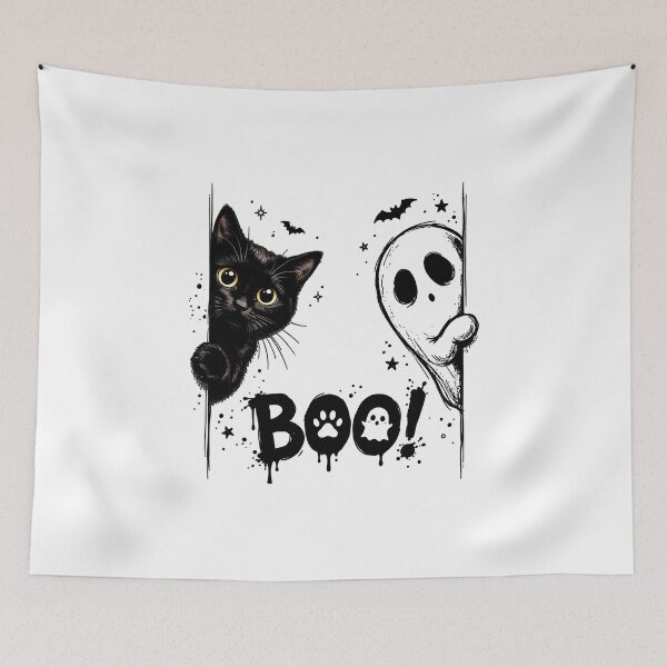 Item preview, Boo Peekaboo Black Cat Halloween  Funny Spooky Cat  designed and sold by gear-posters.