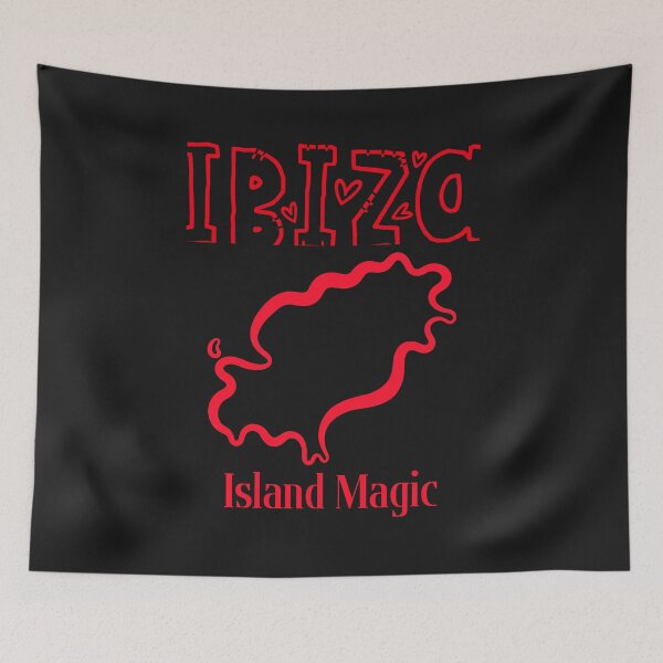Artikelvorschau, Ibiza Island Magic Map Silhouette Cute Red Heart Travel Summer Vacation Souvenir entworfen und verkauft von Elbstromstudio.