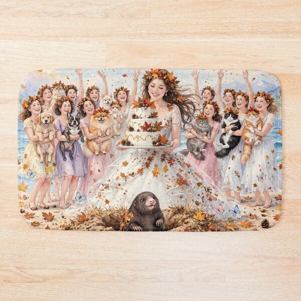 Item preview, Autumn Beach Wedding Party with Pets designed and sold by m-y-A-I-A-R-T-.