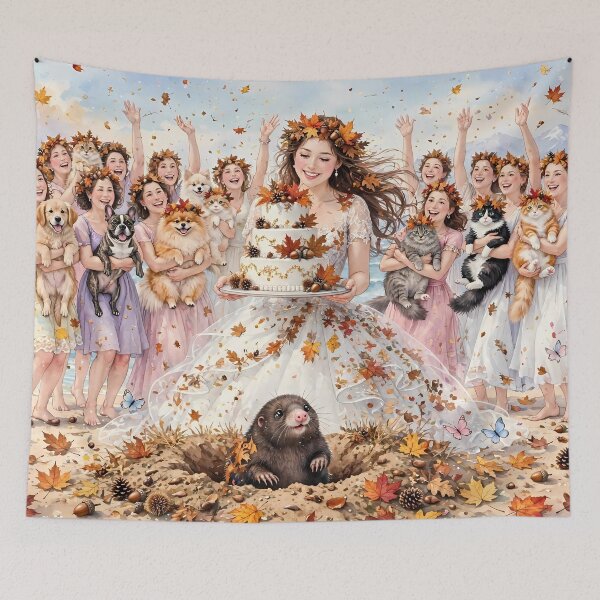 Item preview, Autumn Beach Wedding Party with Pets designed and sold by m-y-A-I-A-R-T-.
