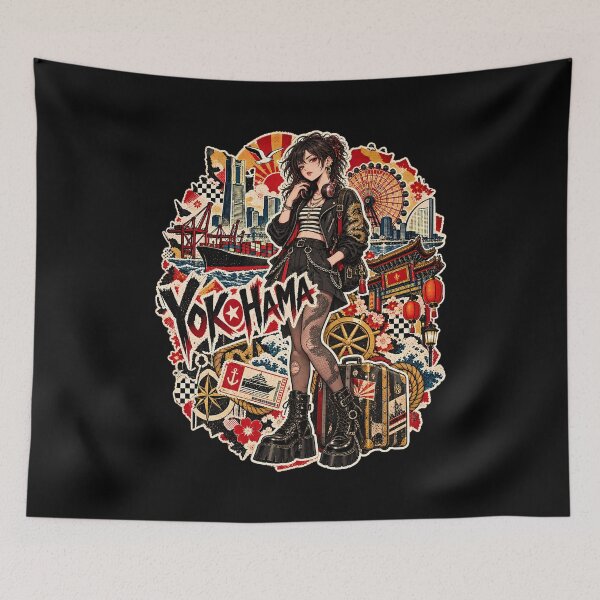 Item preview, Yokohama Waterfront Rebel Japanese Punk Anime Collage Graphic designed and sold by Tong4130.
