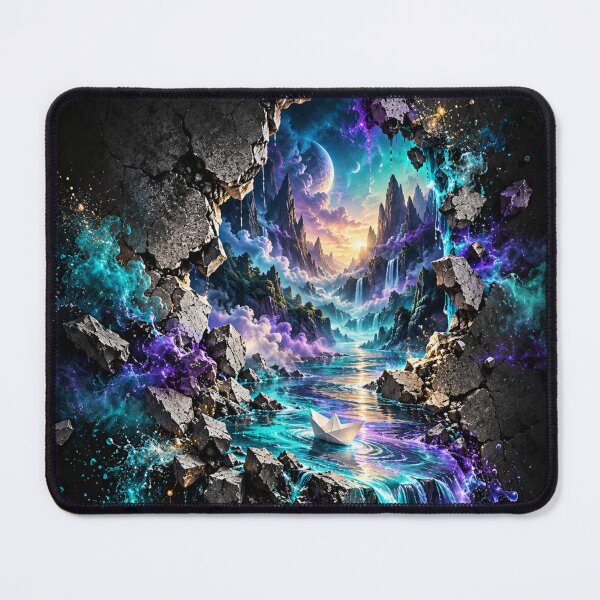 Item preview, Fractured Moonlight - Surreal Neon Fantasy Realm designed and sold by Personiq Kaleido.