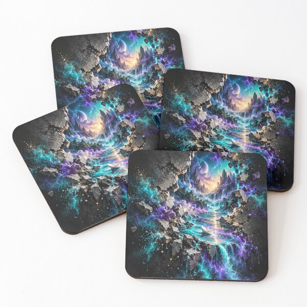 Item preview, Fractured Moonlight - Surreal Neon Fantasy Realm designed and sold by Personiq Kaleido.