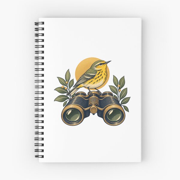 Item preview, Birdwatcher Gift Warbler and Binoculars Illustration designed and sold by UrbanCanvvas.