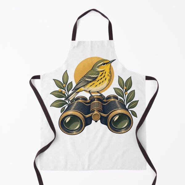 Item preview, Birdwatcher Gift Warbler and Binoculars Illustration designed and sold by UrbanCanvvas.