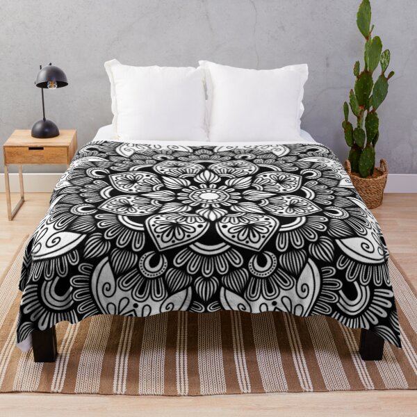 Item preview, Intricate Monochrome Flower Zentangle Mandala designed and sold by FioreDiCiliegio.