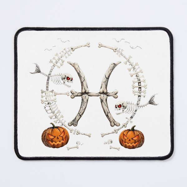 Item preview, Pisces Halloween Skeleton Fish Symbol designed and sold by Zodiac Celestial Art.
