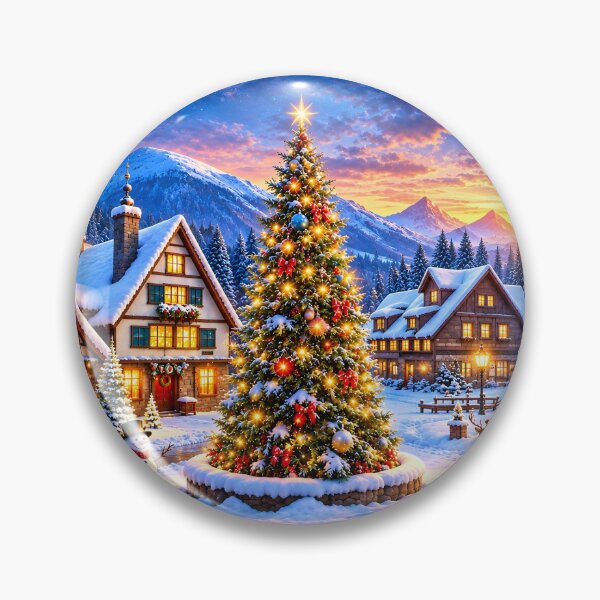 Item preview, Snowy Christmas Village at Sunset designed and sold by MagicCrystal.