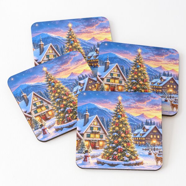Item preview, Snowy Christmas Village at Sunset designed and sold by MagicCrystal.