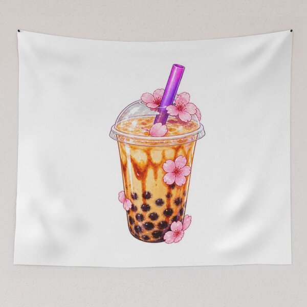 Item preview, Cherry Blossom Boba Tea Cute Japanese Milk Tea designed and sold by artpsico.