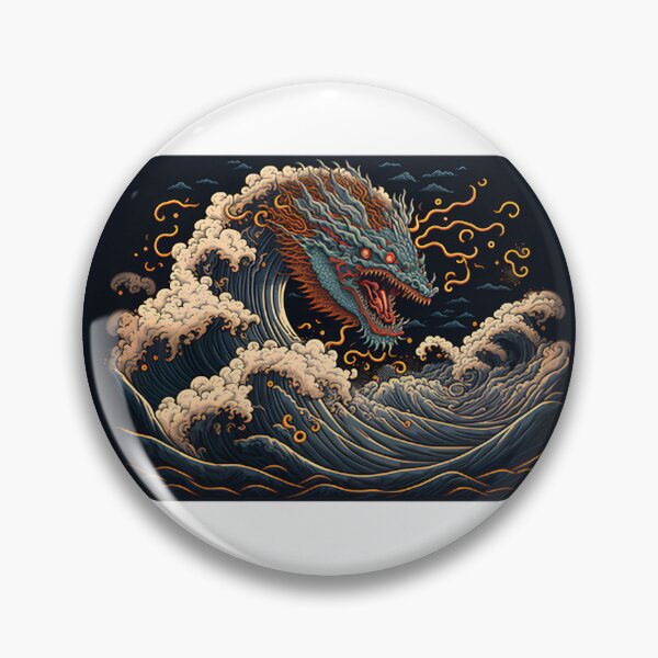 Item preview, Majestic Dragon Emerging from Ocean Wave Fantasy Art Design designed and sold by SivalSin.