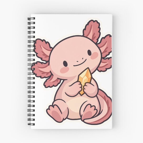 Item preview, Cute Pink Axolotl Holding a Glowing Crystal designed and sold by OuqCreations.